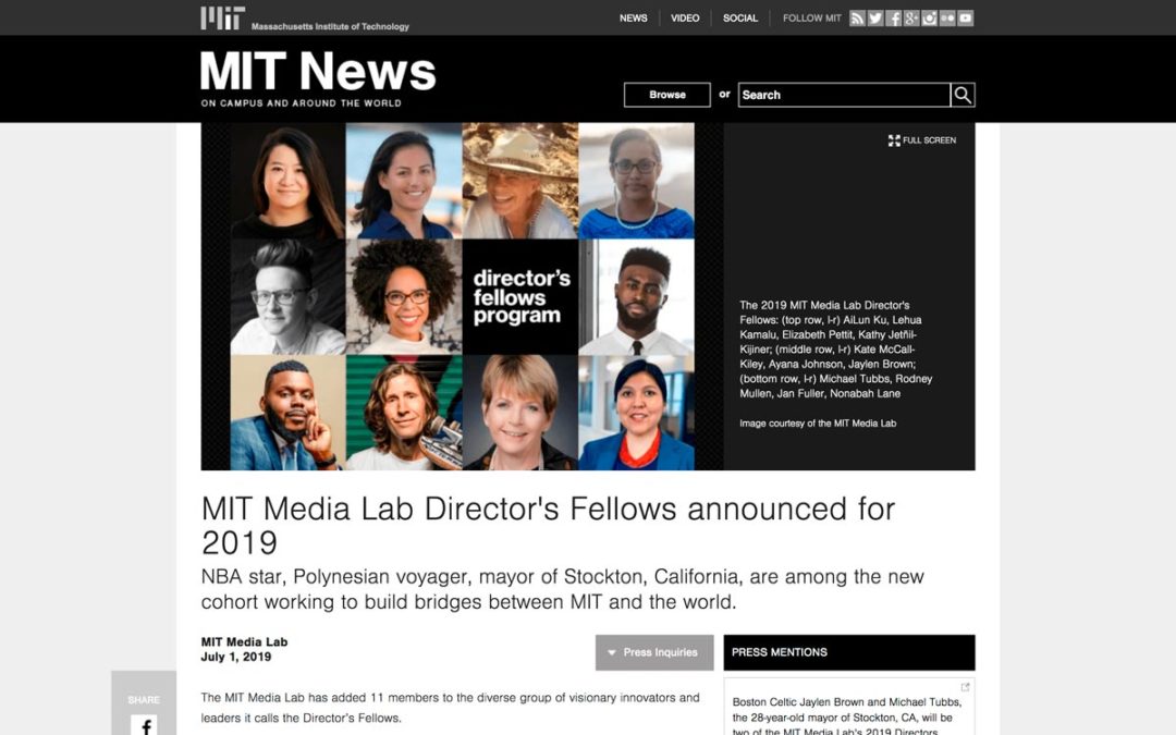 MIT Media Lab Director’s Fellows announced for 2019